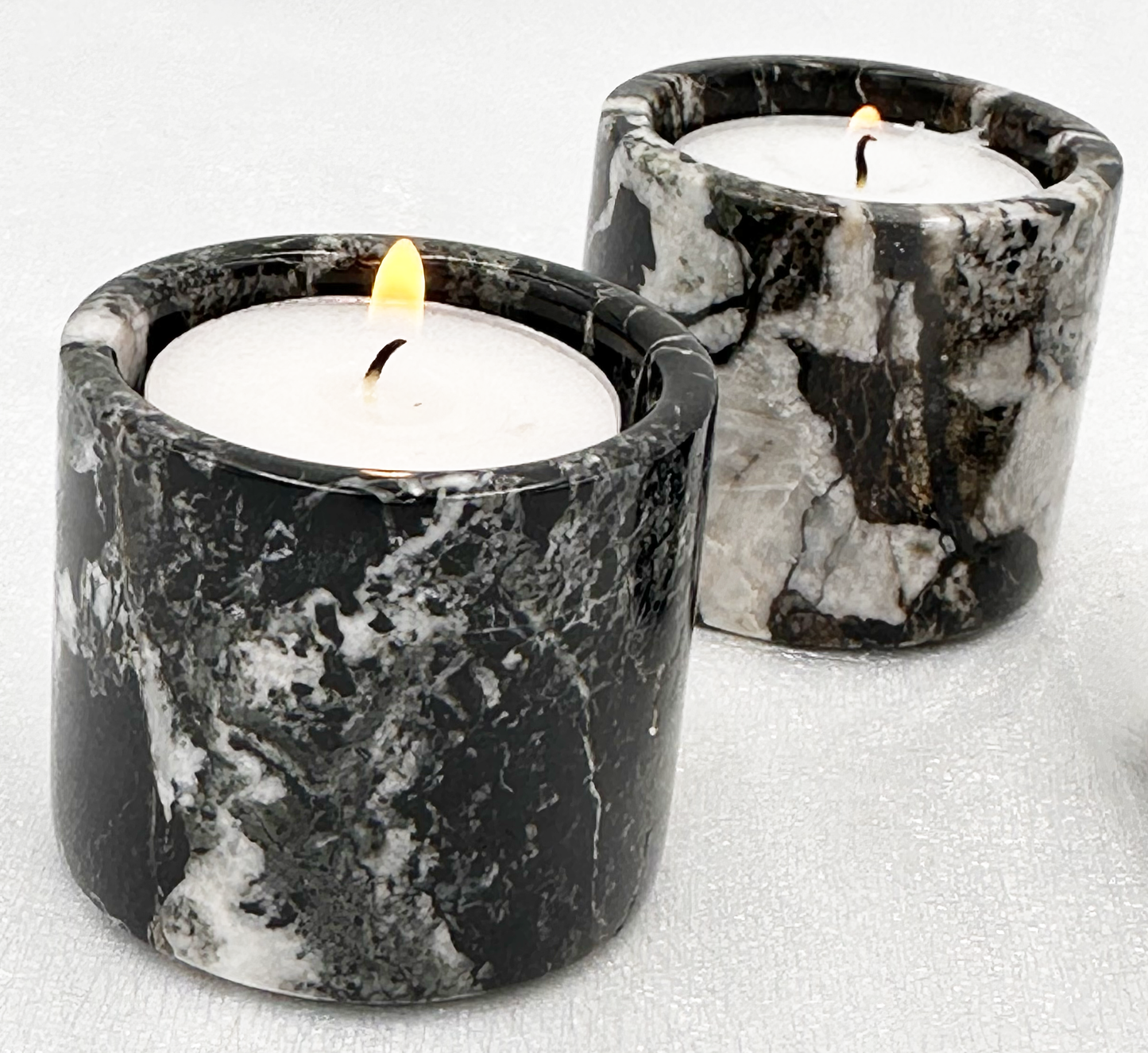 2" Cylindrical Tea-light in Marble and Onyx