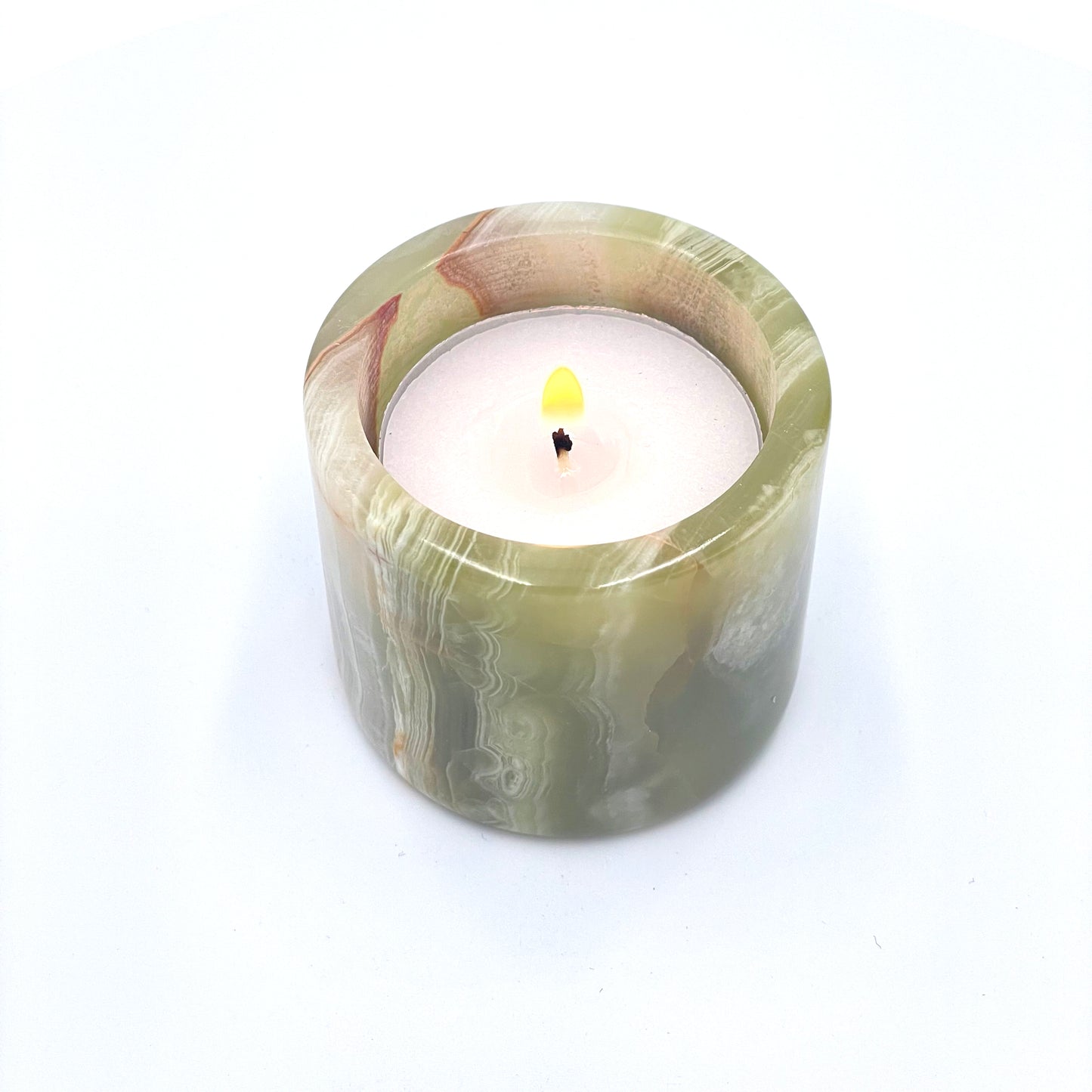 2" Cylindrical Tea-light in Marble and Onyx