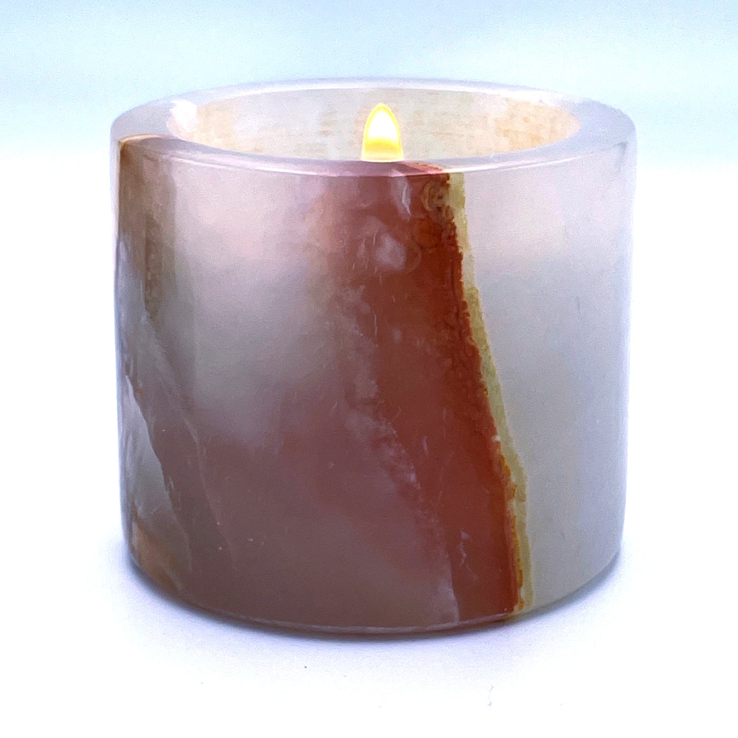 2" Cylindrical Tea-light in Marble and Onyx