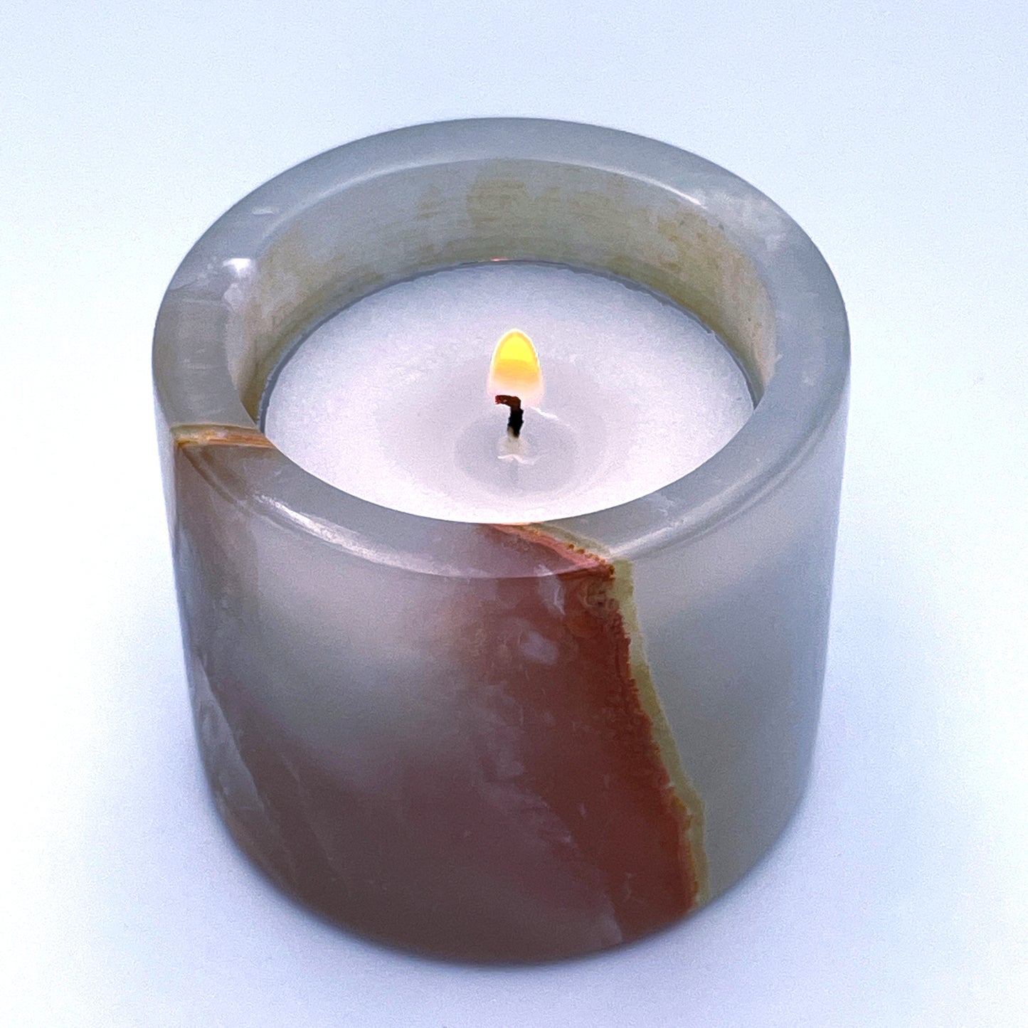 2" Cylindrical Tea-light in Marble and Onyx