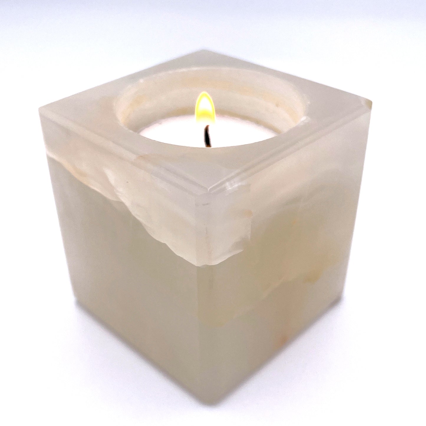 Cube TeaLight Candle Holder in Marble and Onyx
