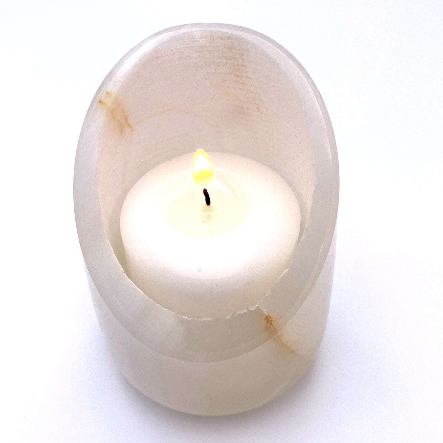 Slanted TeaLight Candle Holder in Marble and Onyx - 2" x 2"