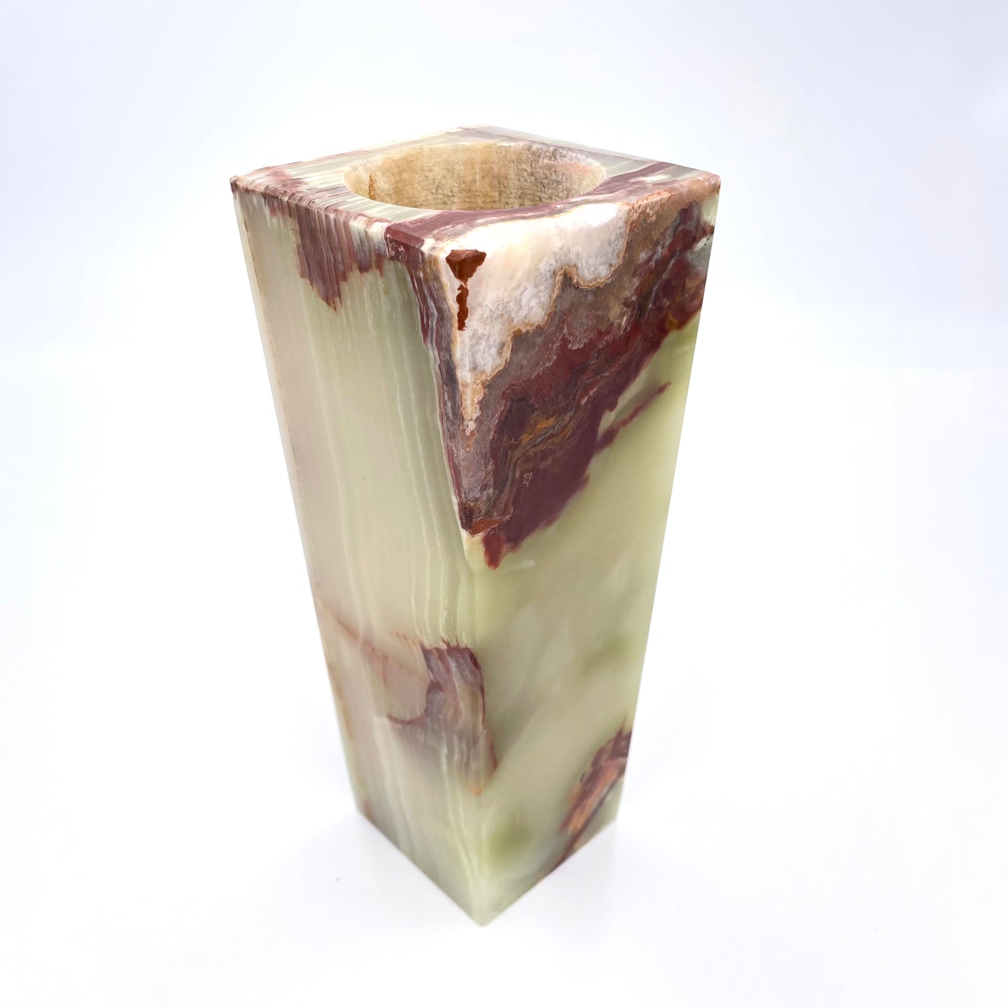 8" Square Vase in Marble and Onyx
