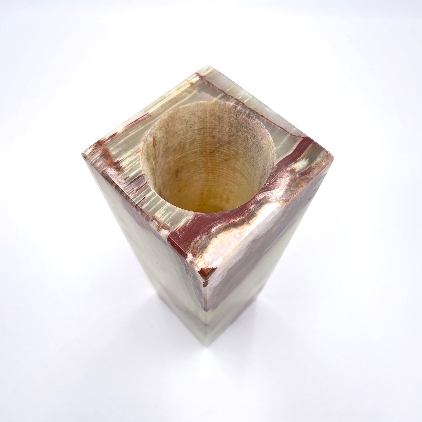 8" Square Vase in Marble and Onyx