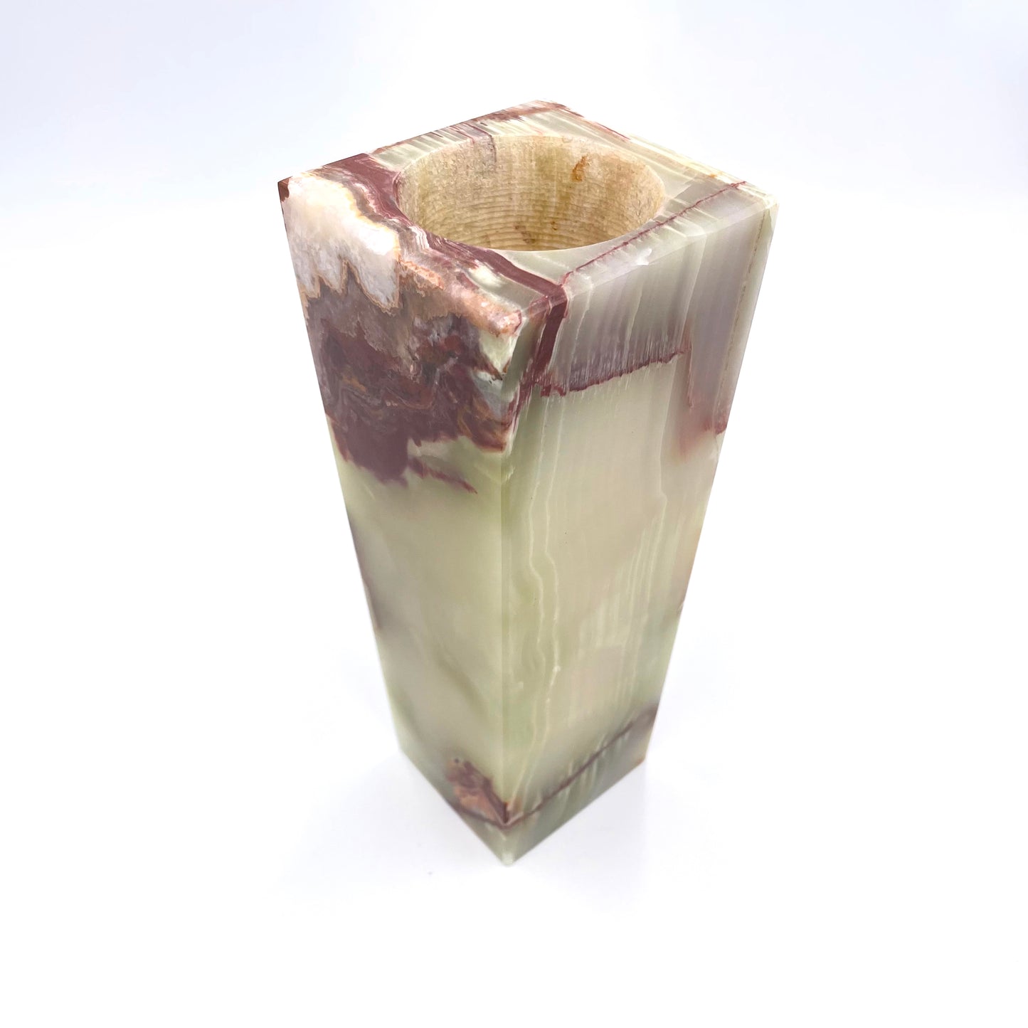 8" Square Vase in Marble and Onyx
