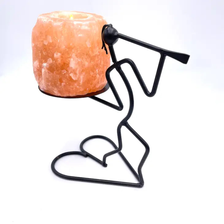 Natural Salt Votive Candle Holder with Bugler Stand