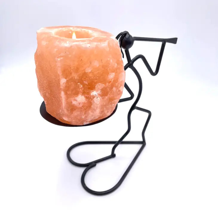 Natural Salt Votive Candle Holder with Bugler Stand