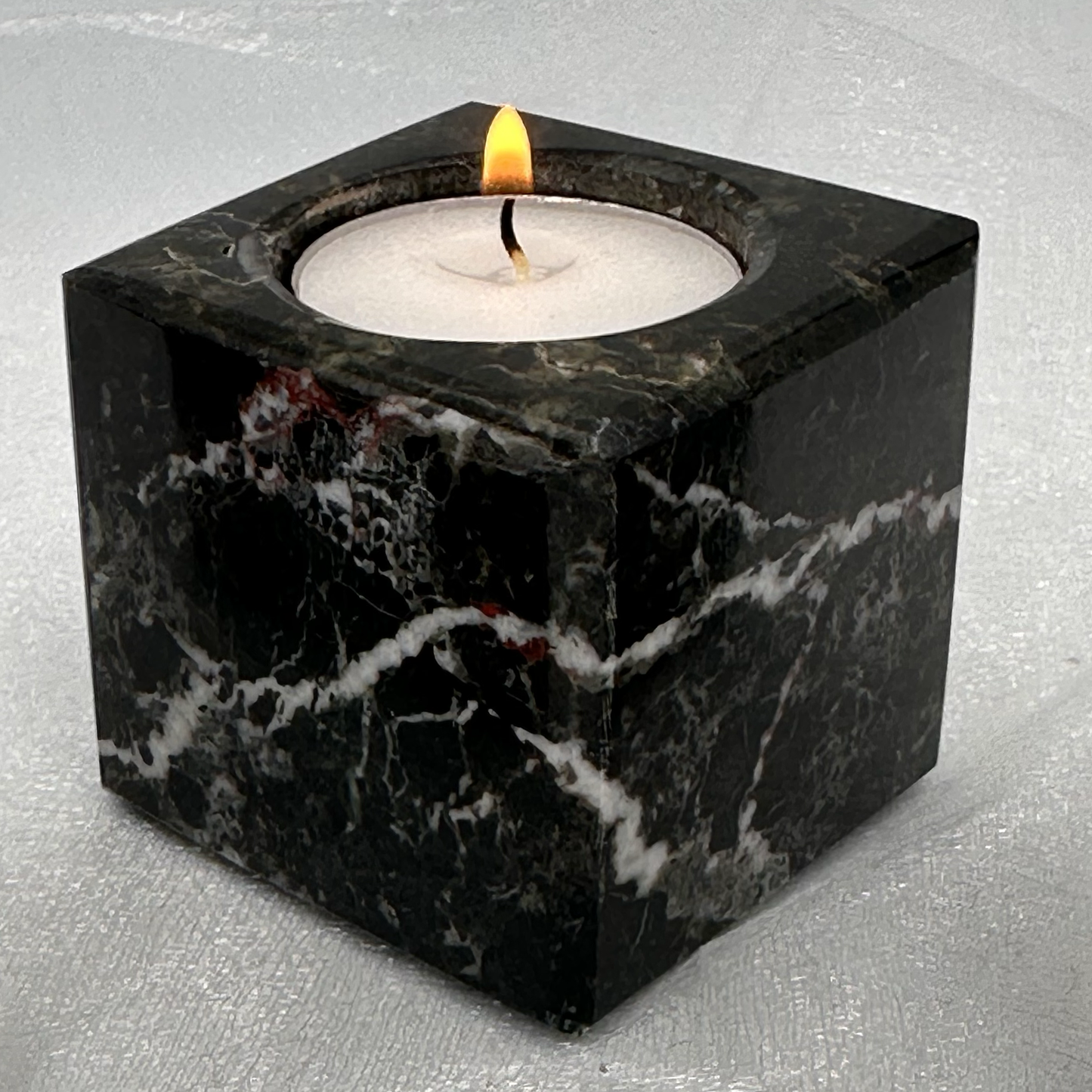 Cube TeaLight Candle Holder in Marble and Onyx