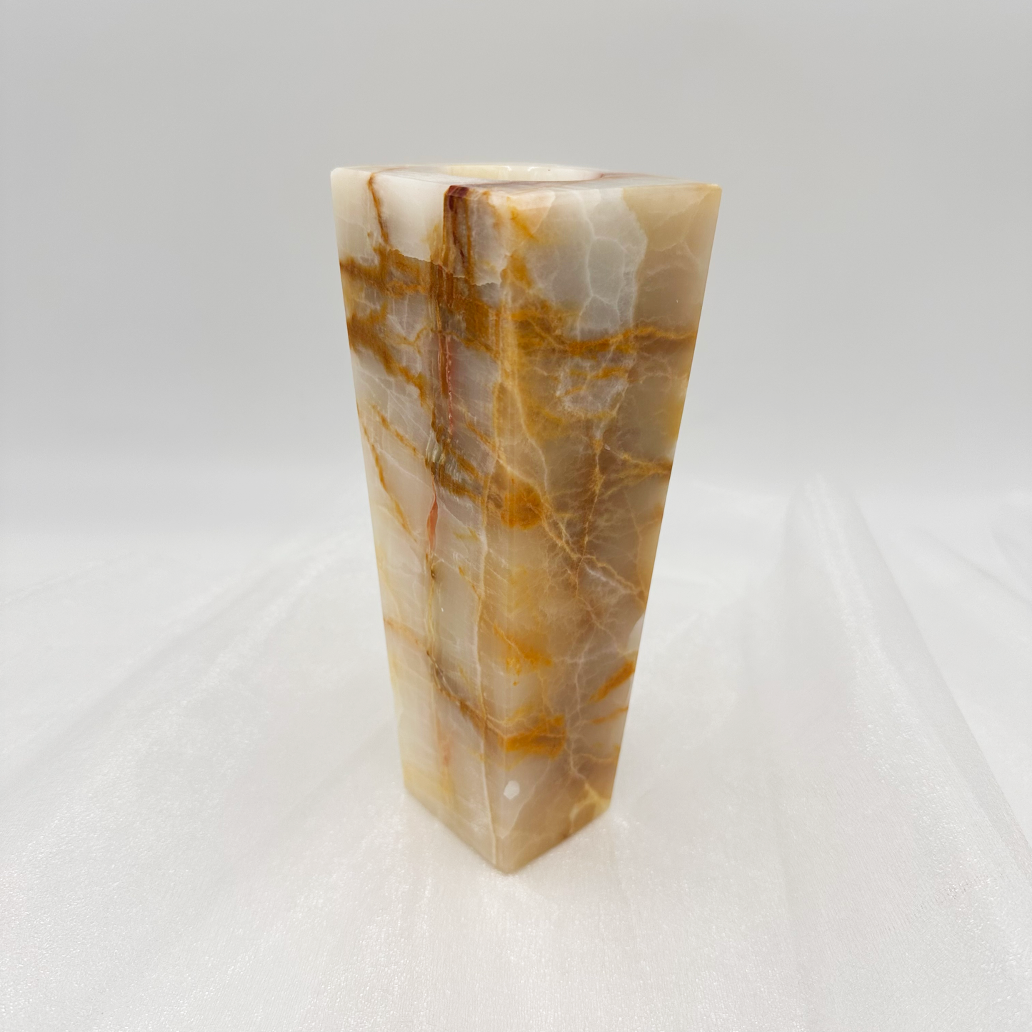 8" Square Vase in Marble and Onyx