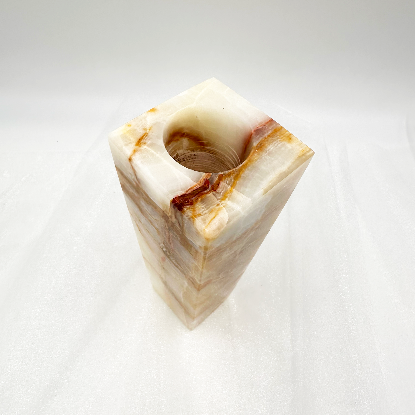 8" Square Vase in Marble and Onyx