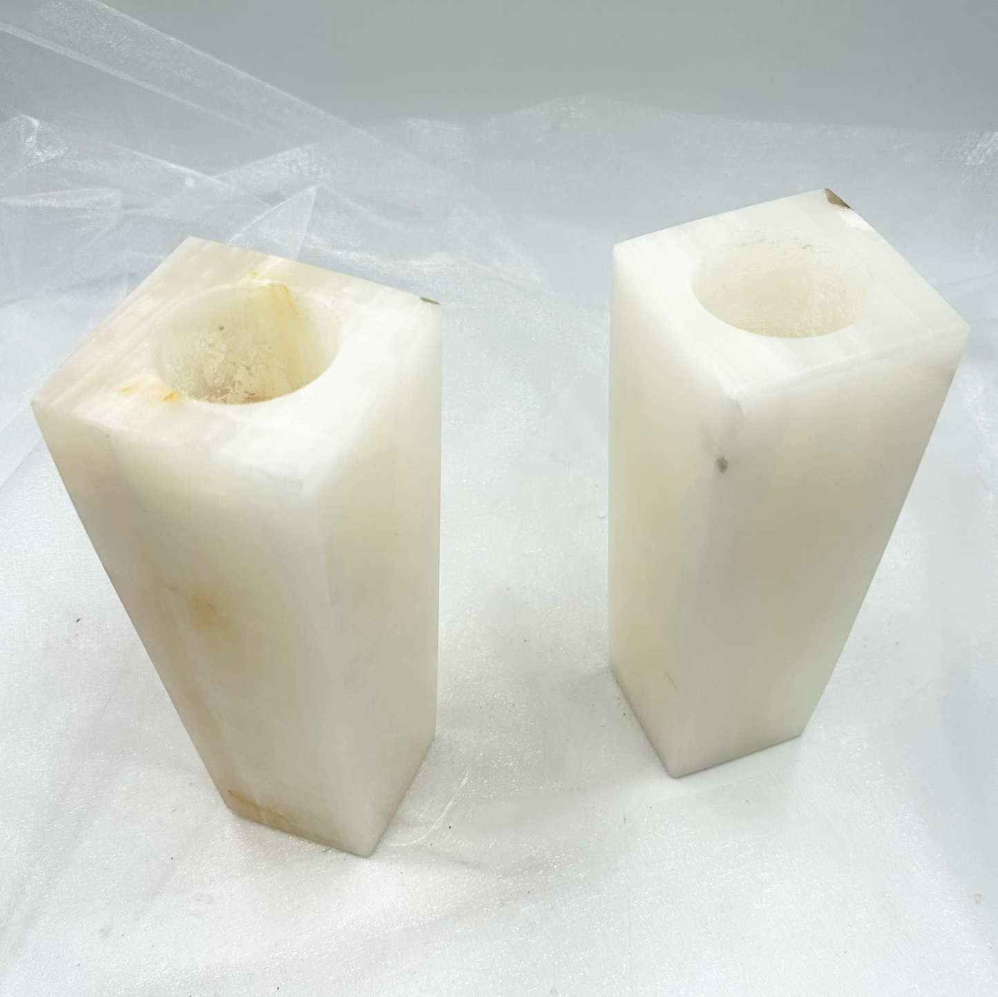 8" Square Vase in Marble and Onyx