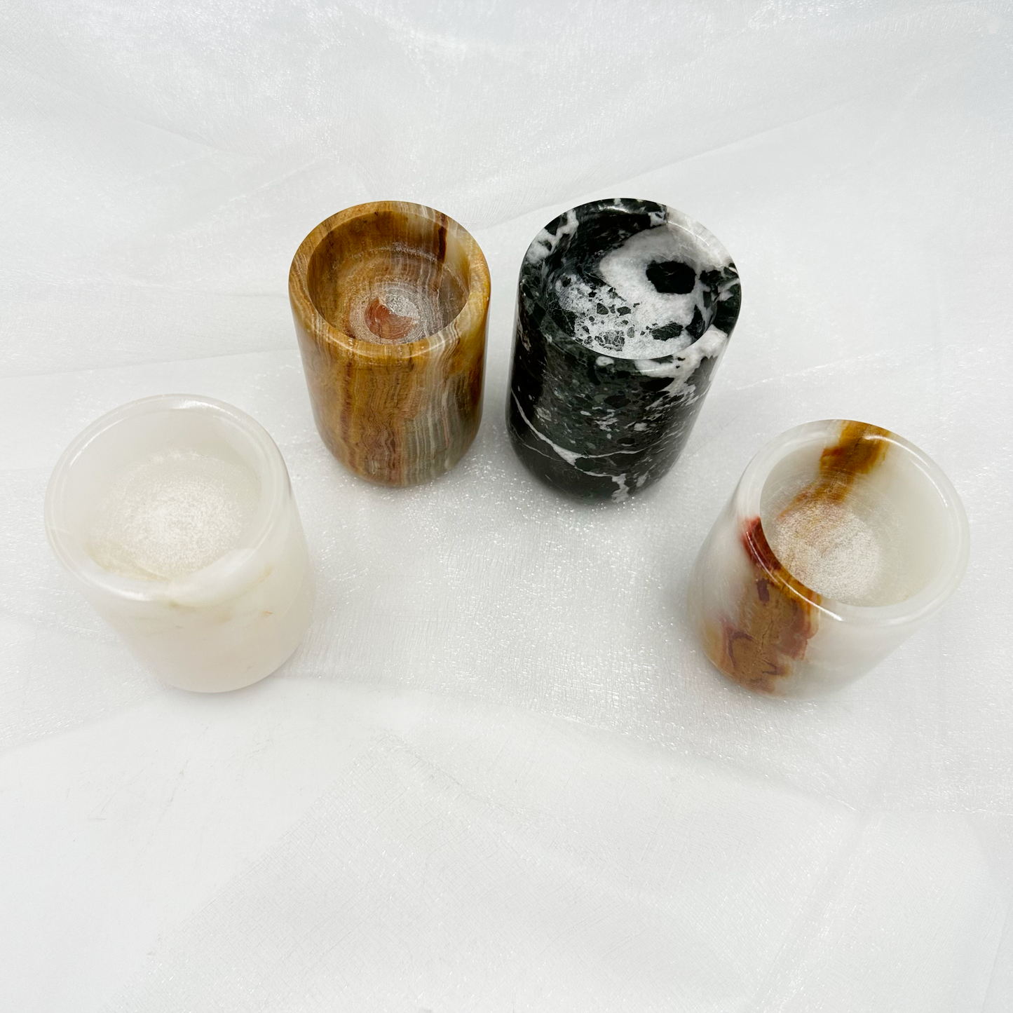 3" Pillar Tea Light in Marble and Onyx