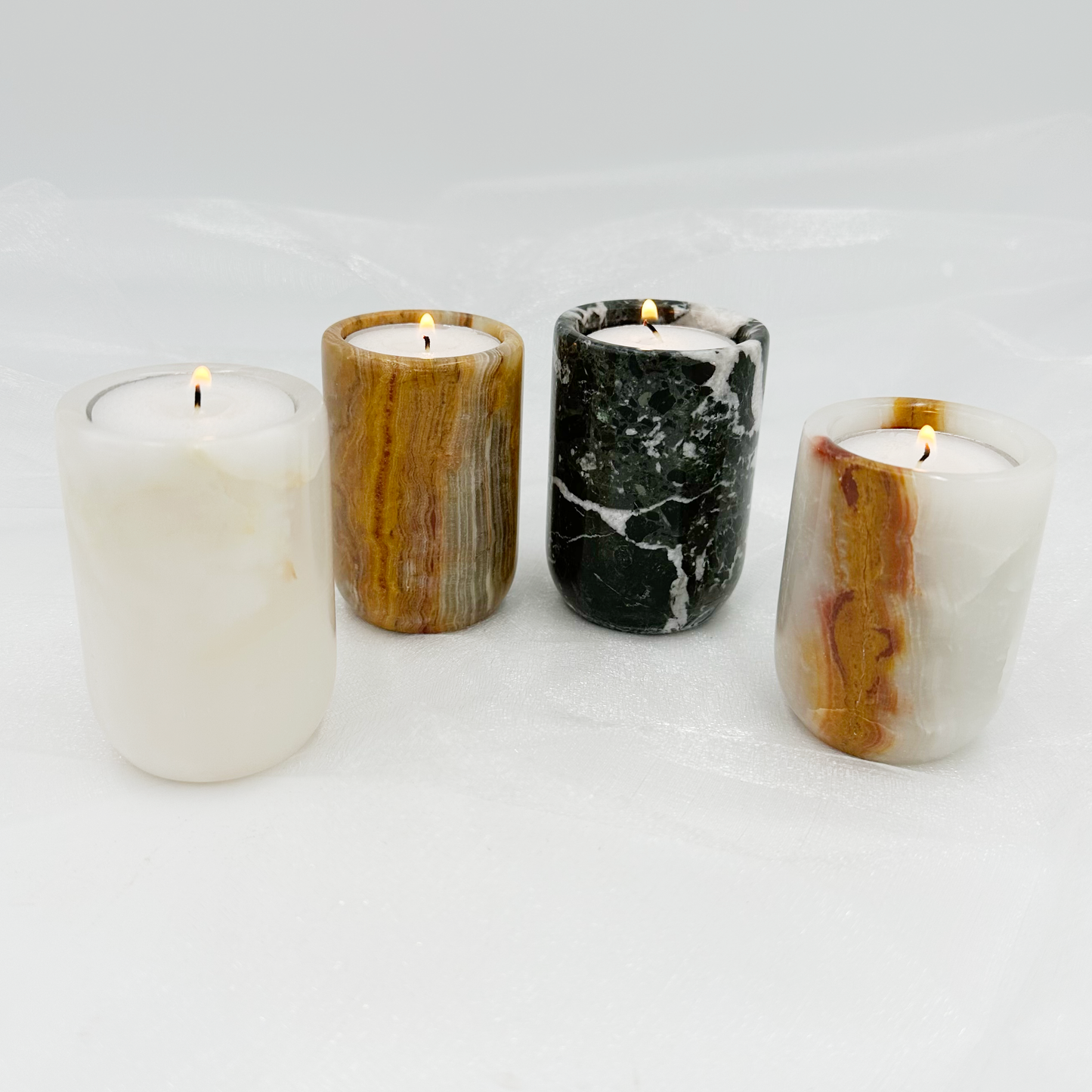3" Pillar Tea Light in Marble and Onyx