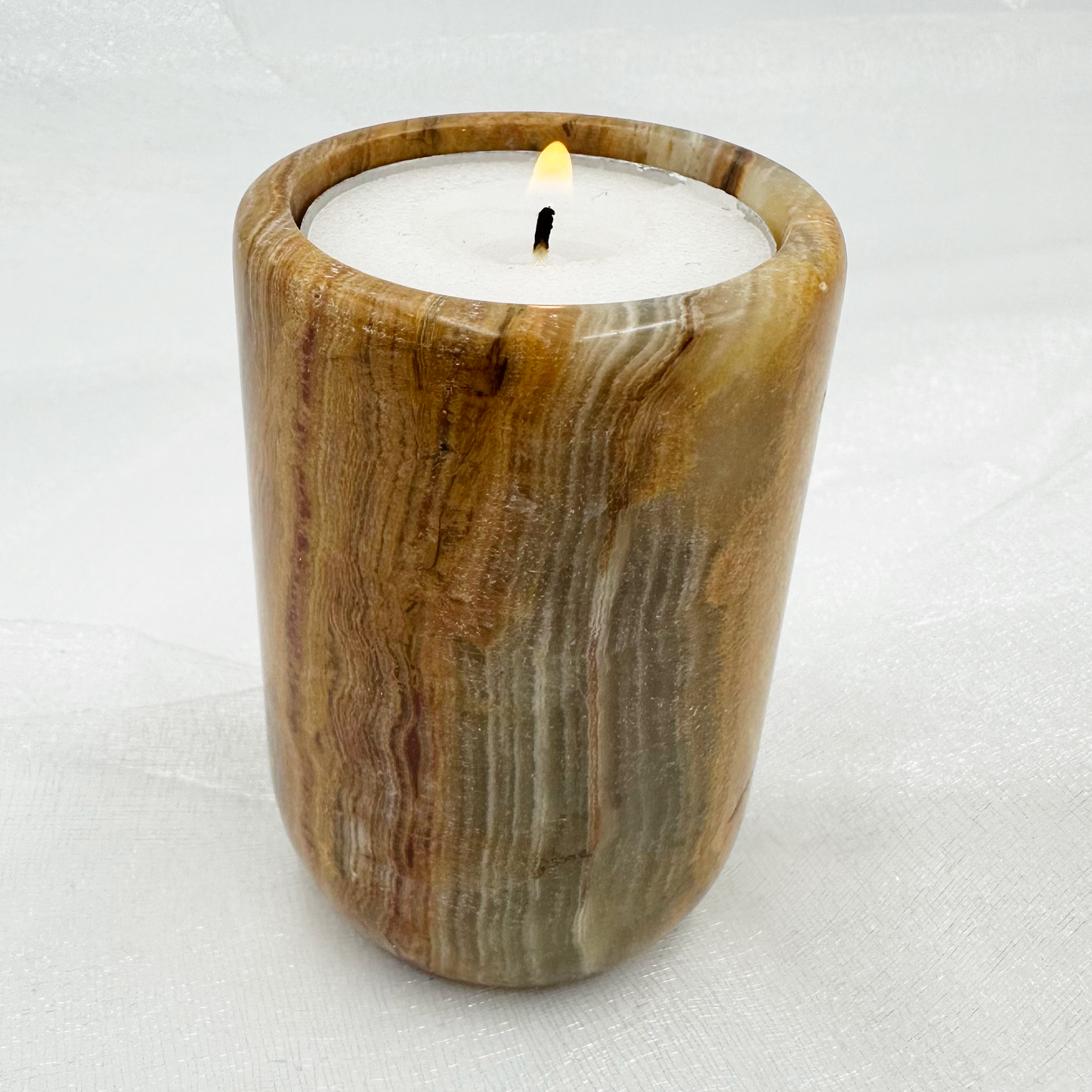3" Pillar Tea Light in Marble and Onyx