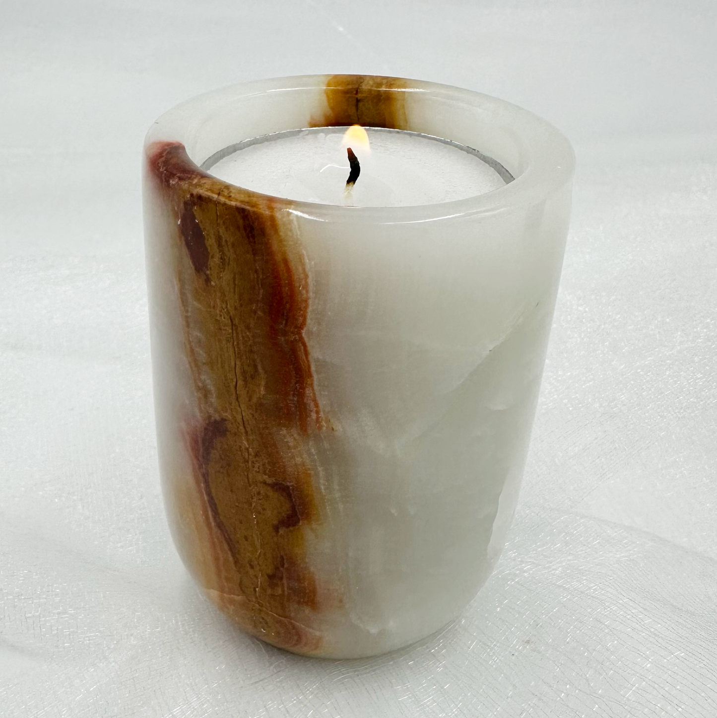 3" Pillar Tea Light in Marble and Onyx