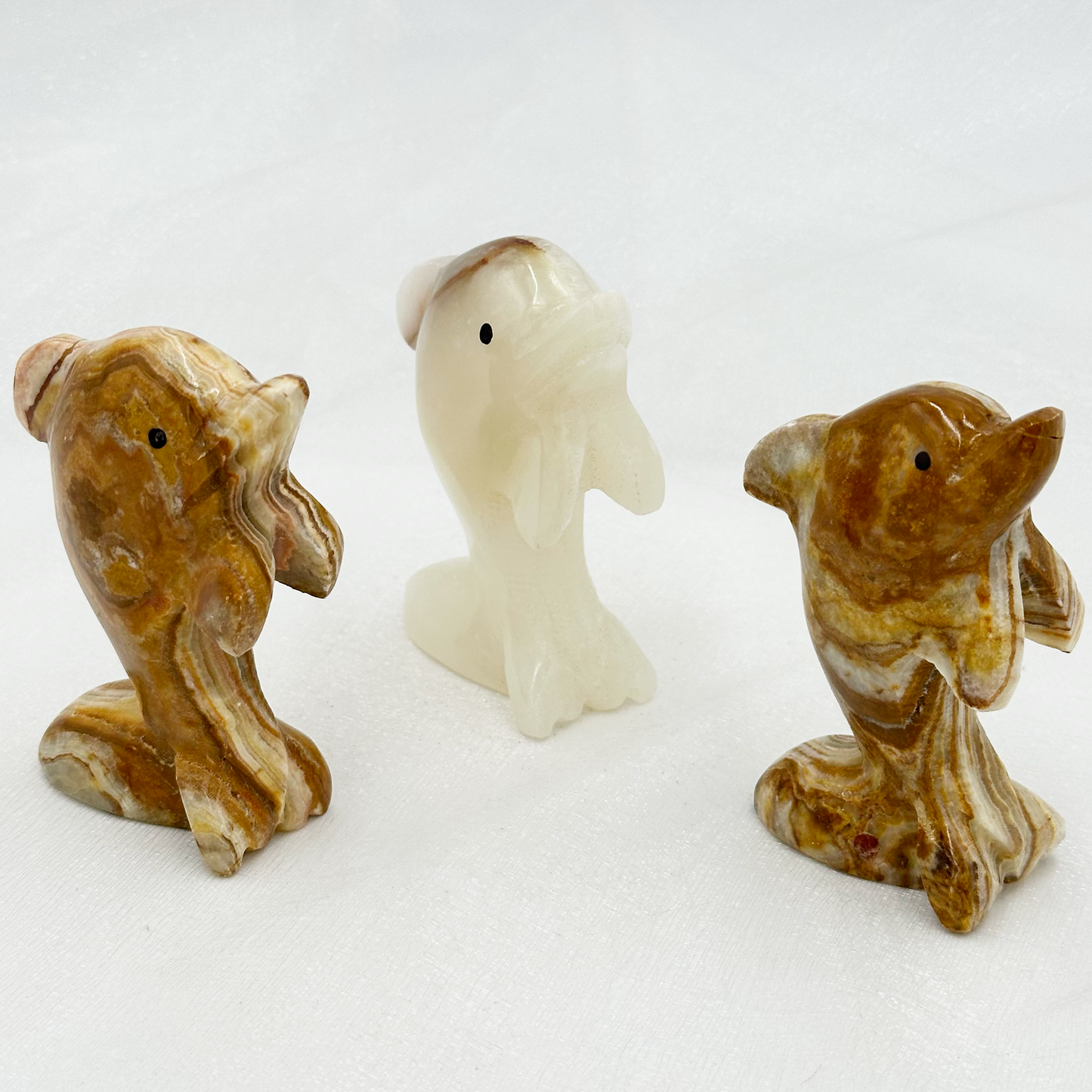 3" Carved Animals in Marble and Onyx