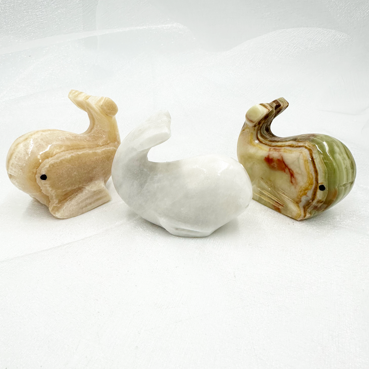 3" Carved Animals in Marble and Onyx
