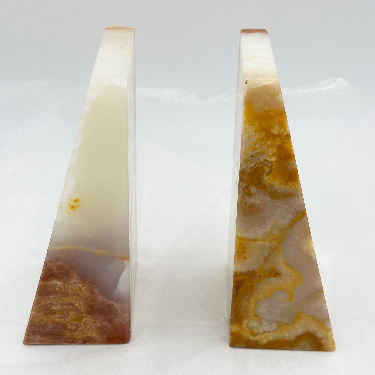 Wedge Bookends in Marble and Onyx - 8"