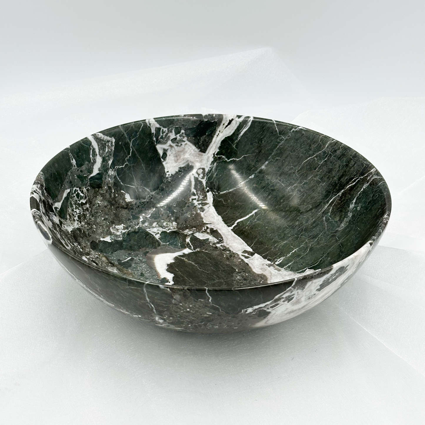 Black Zebra Marble Bowl - 12"