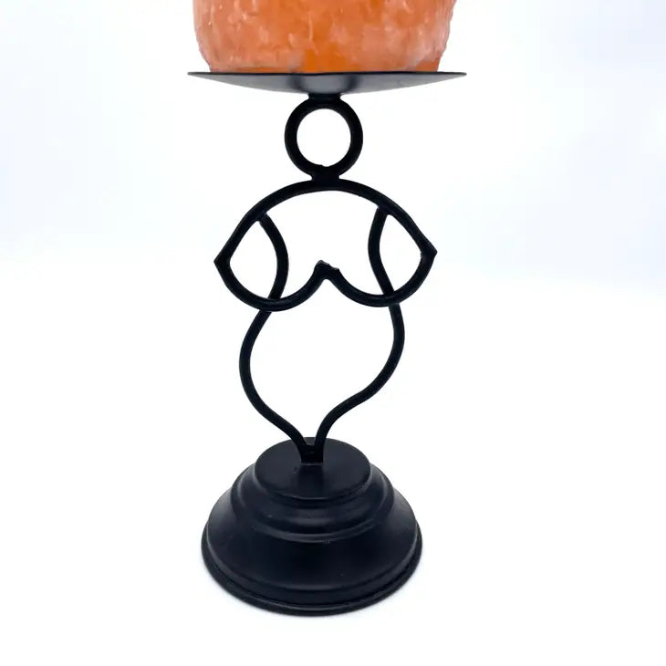 Natural Salt Votive Candle Holder with Woman Stand