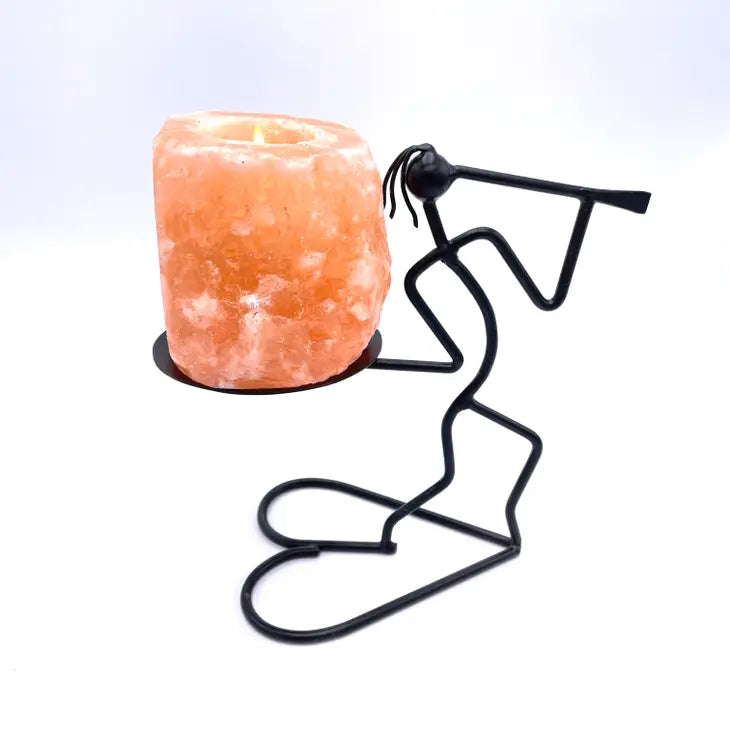 Natural Salt Votive Candle Holder with Bugler Stand