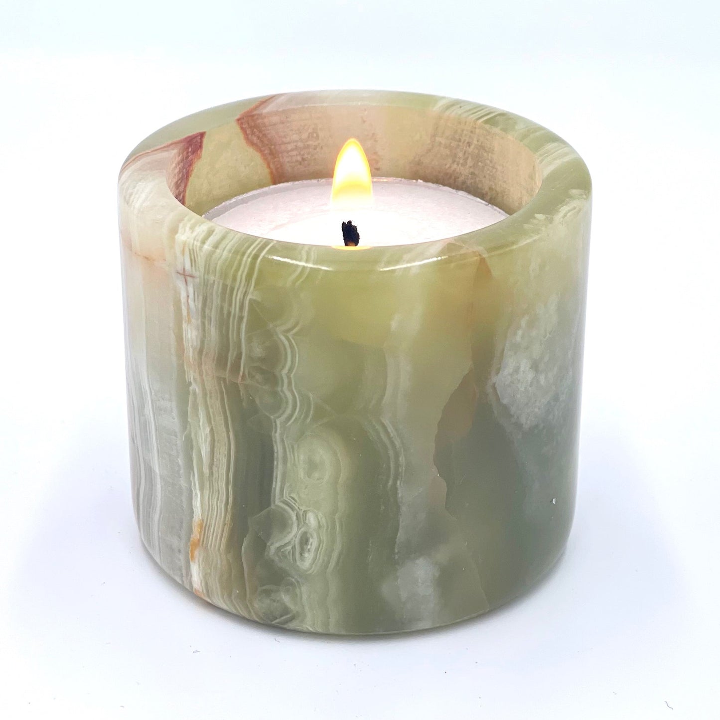 2" Cylindrical Tea-light in Marble and Onyx