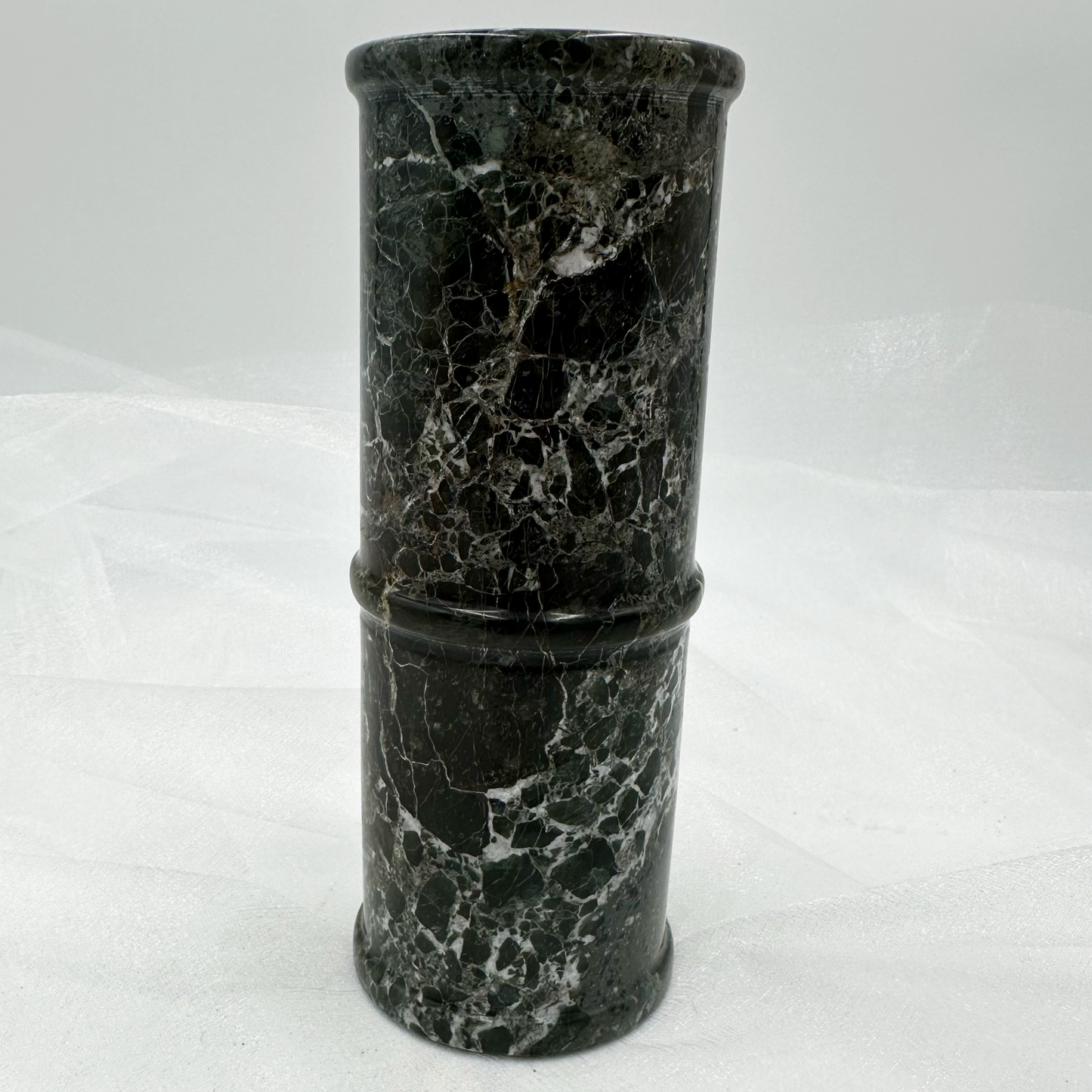 8" Cylindrical Vase in Marble & Onyx