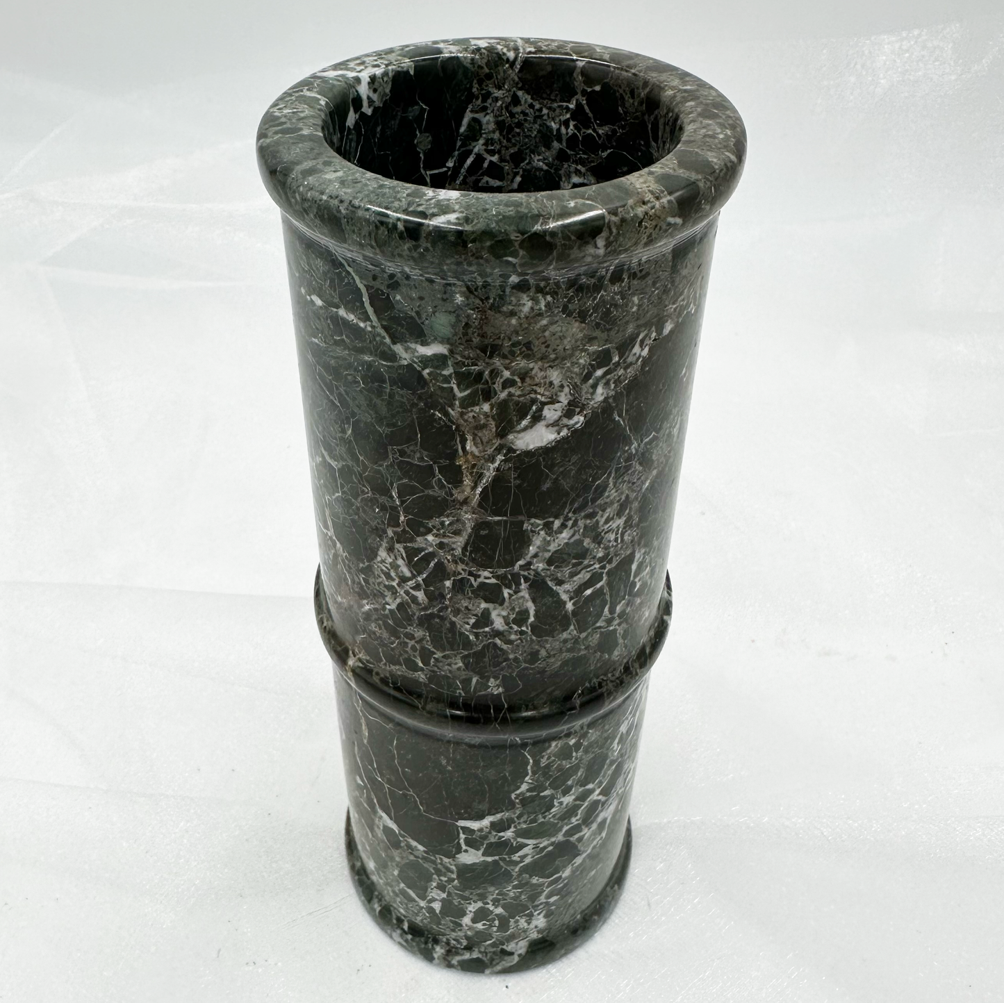 8" Cylindrical Vase in Marble & Onyx