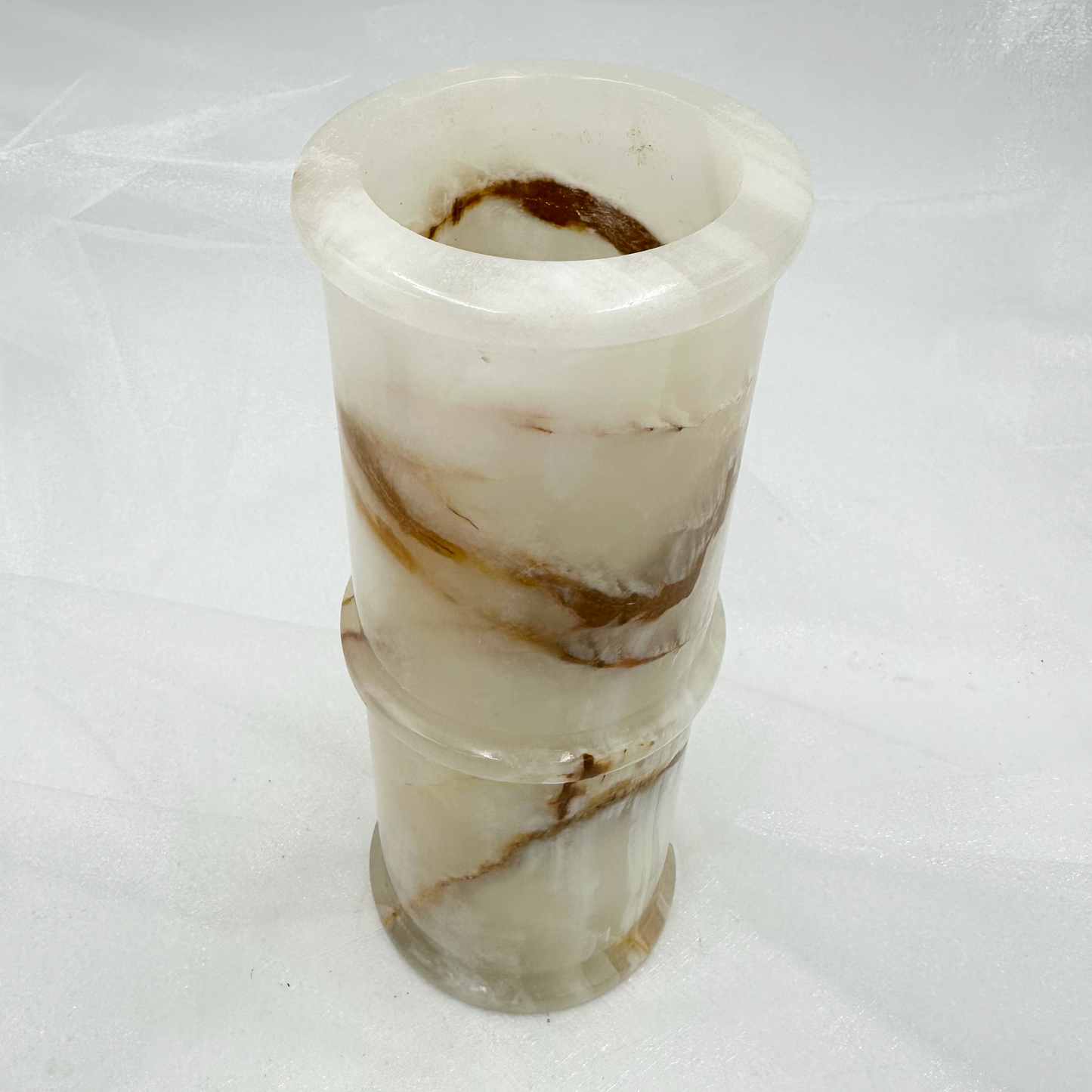 8" Cylindrical Vase in Marble & Onyx