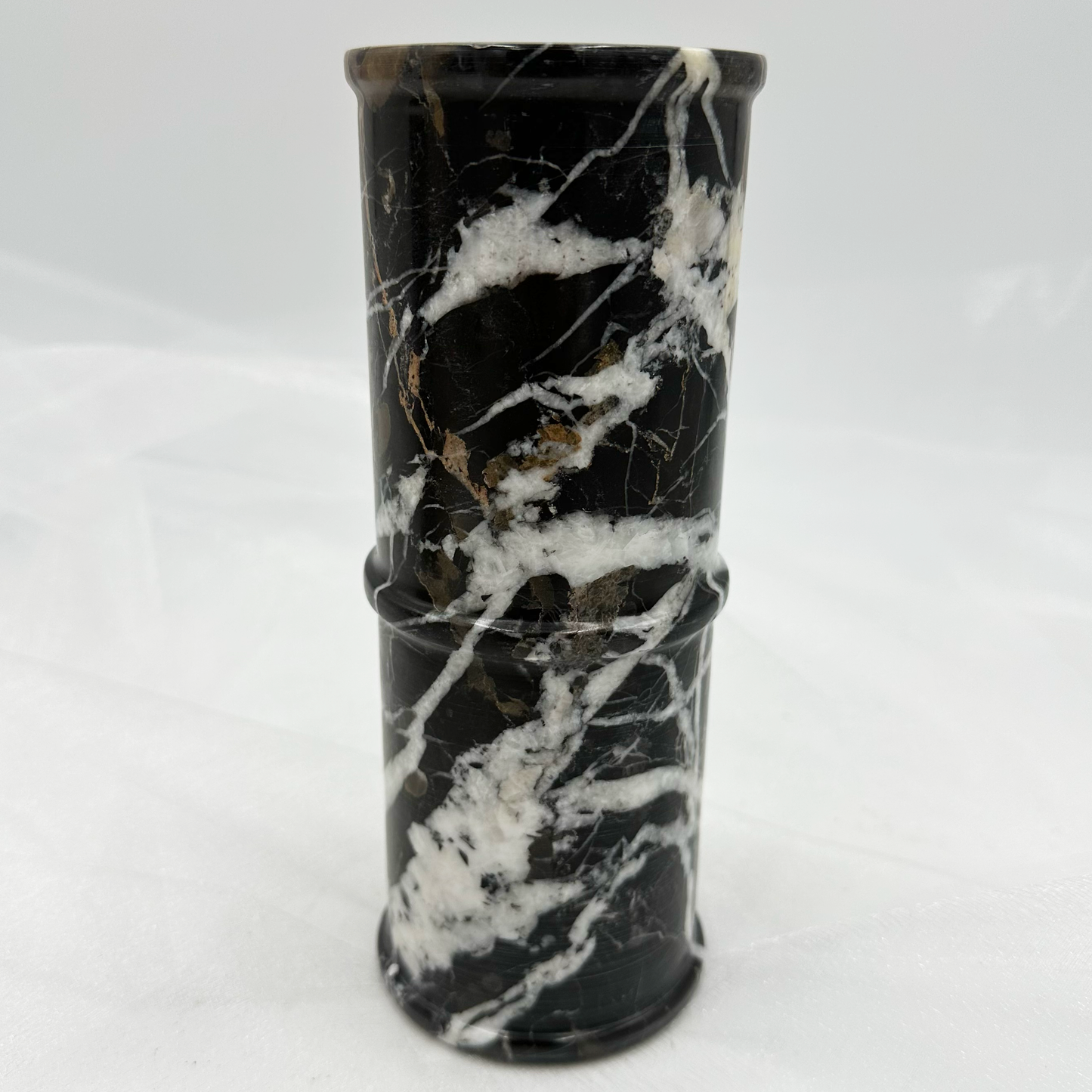 8" Cylindrical Vase in Marble & Onyx