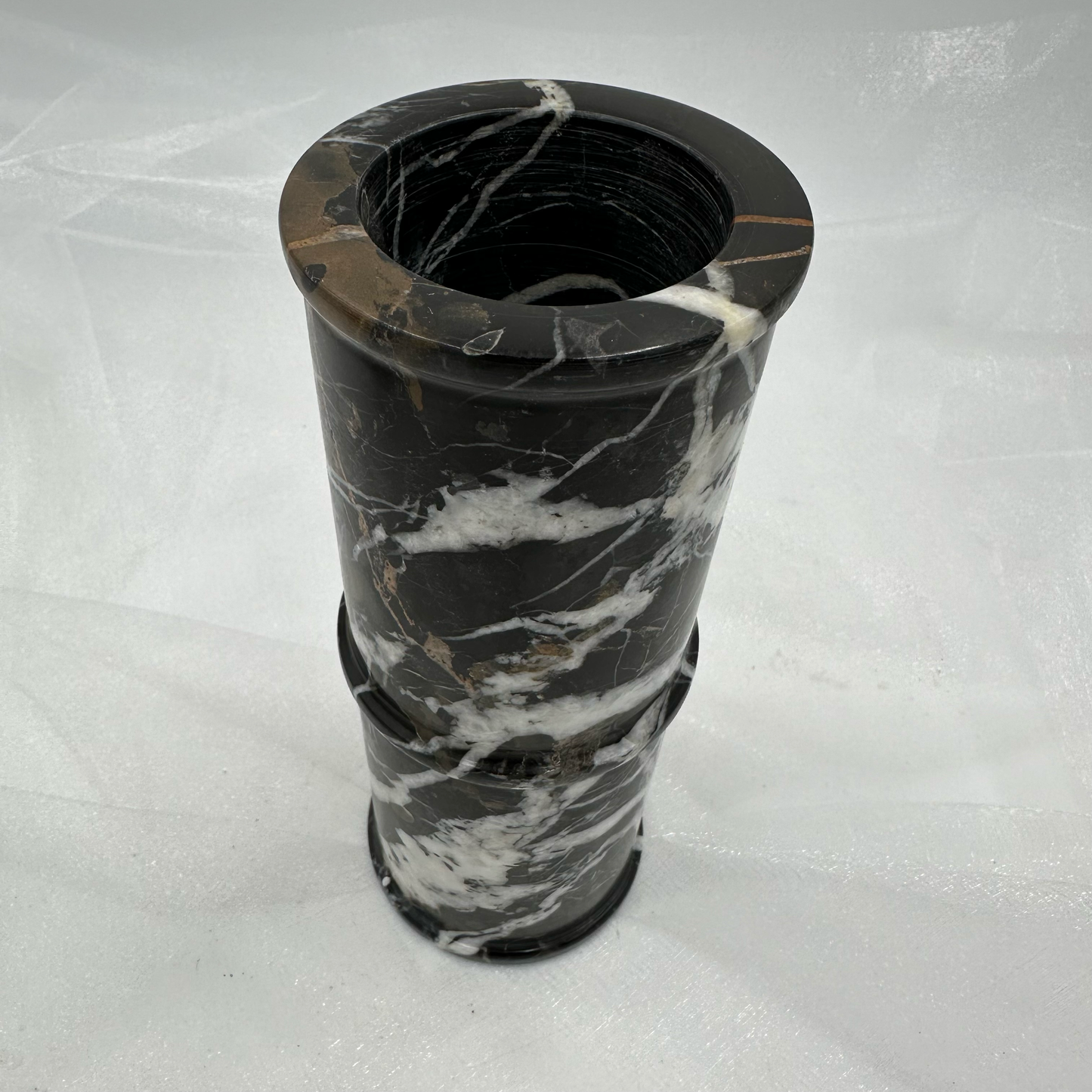 8" Cylindrical Vase in Marble & Onyx