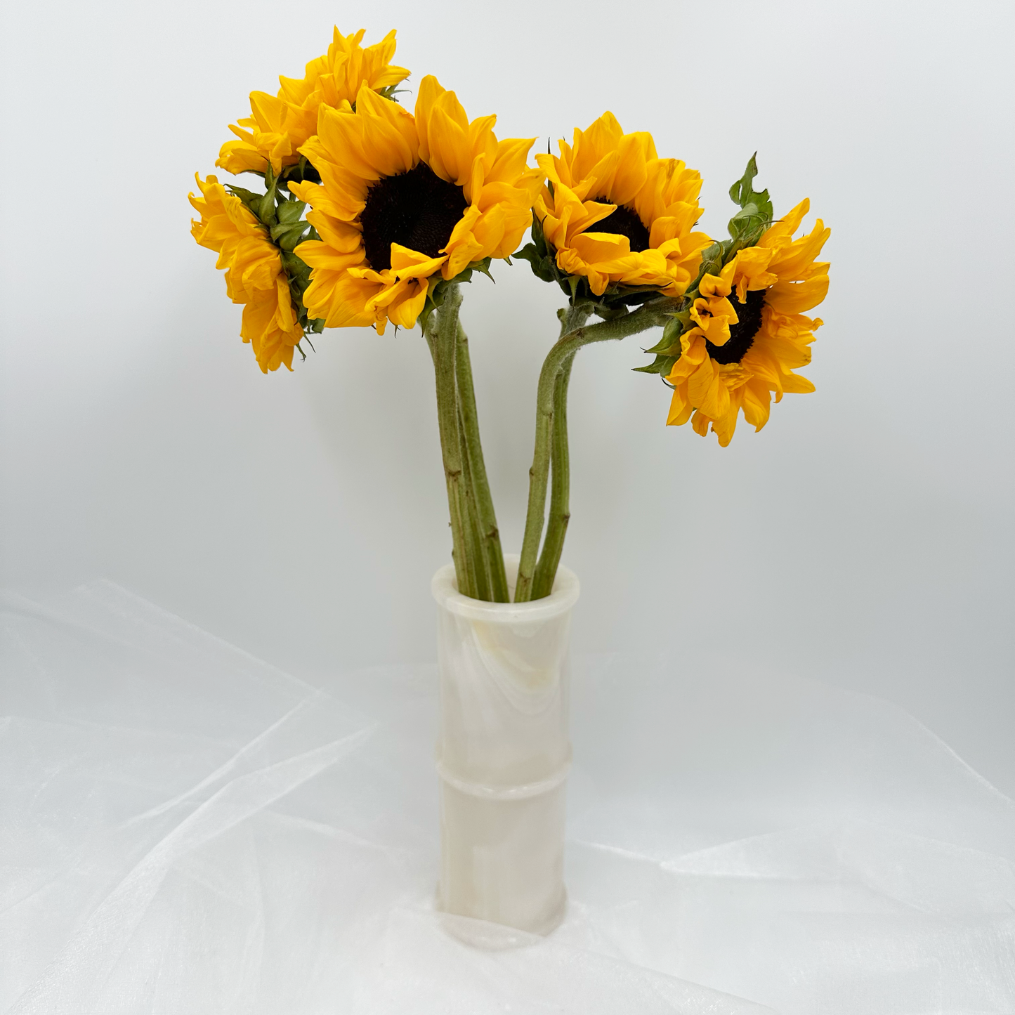 8" Cylindrical Vase in Marble & Onyx