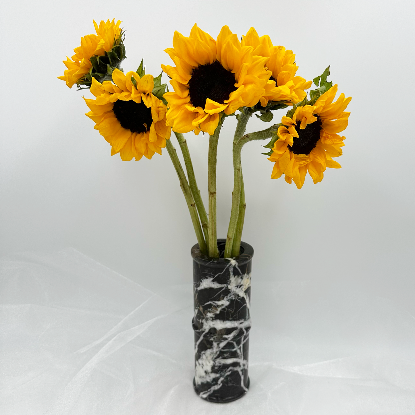 8" Cylindrical Vase in Marble & Onyx