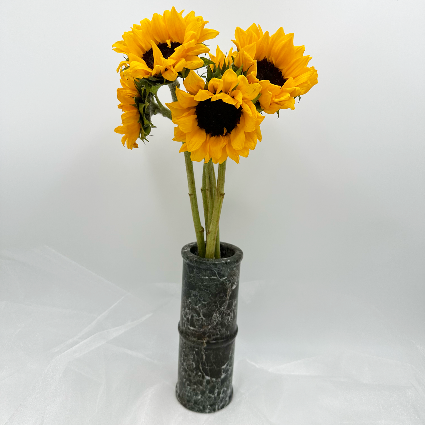 8" Cylindrical Vase in Marble & Onyx