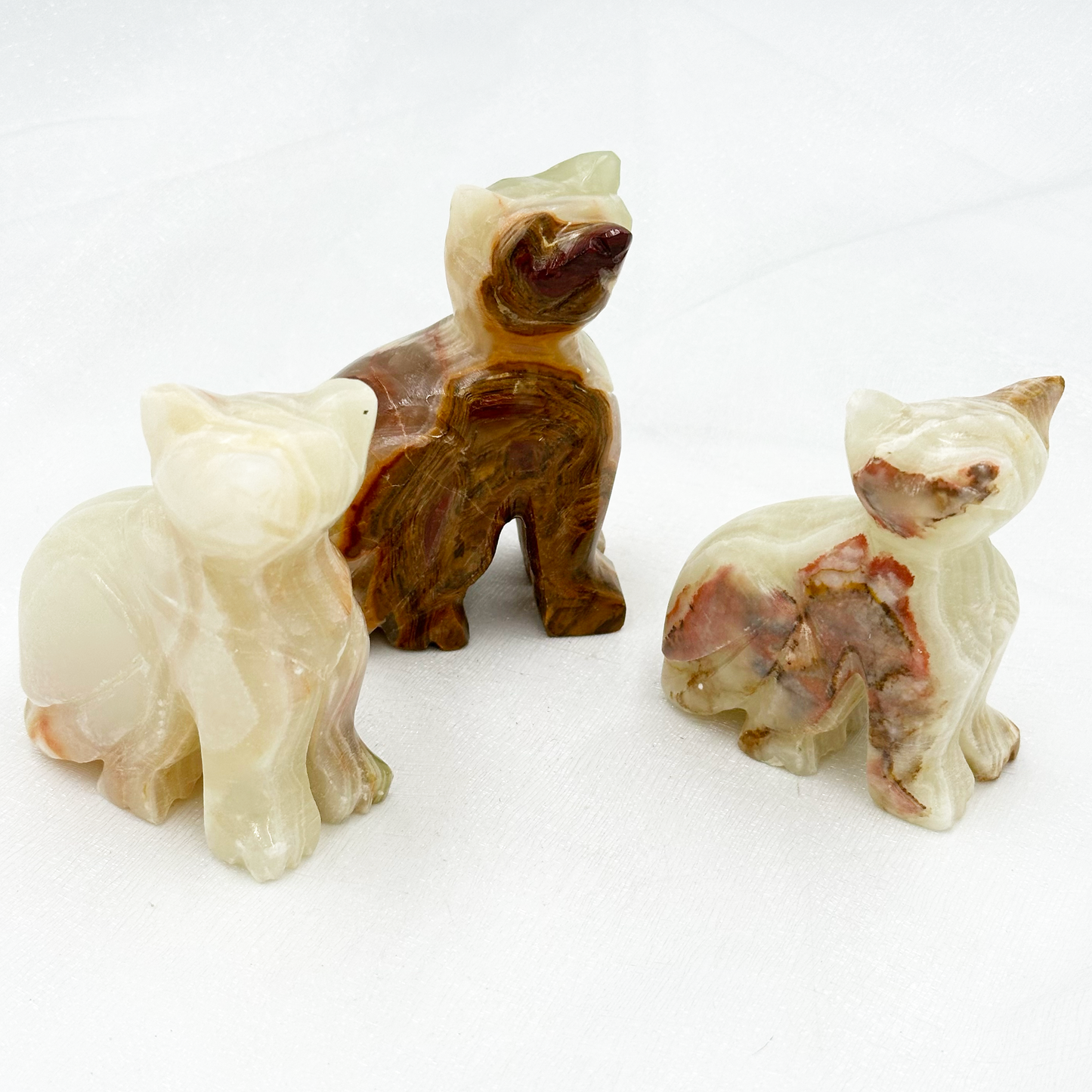 3" Carved Animals in Marble and Onyx