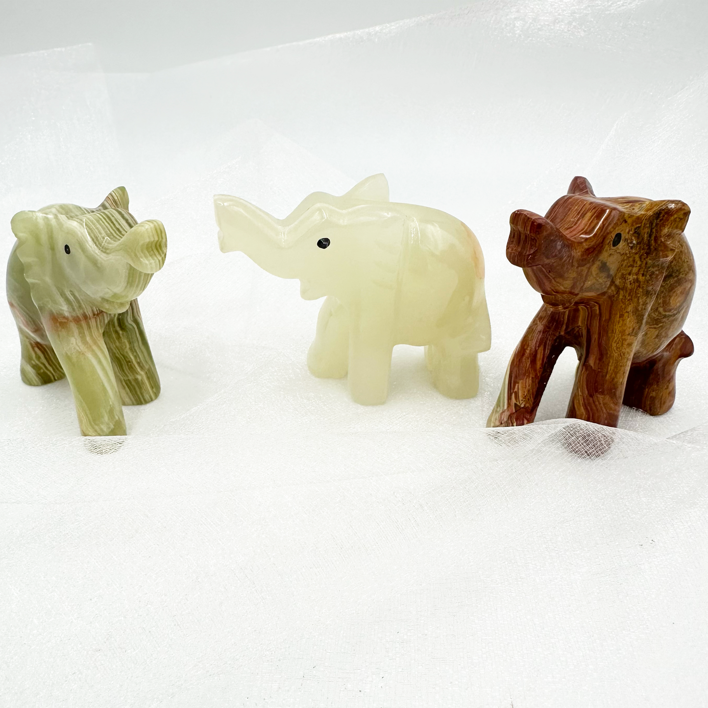 3" Carved Animals in Marble and Onyx