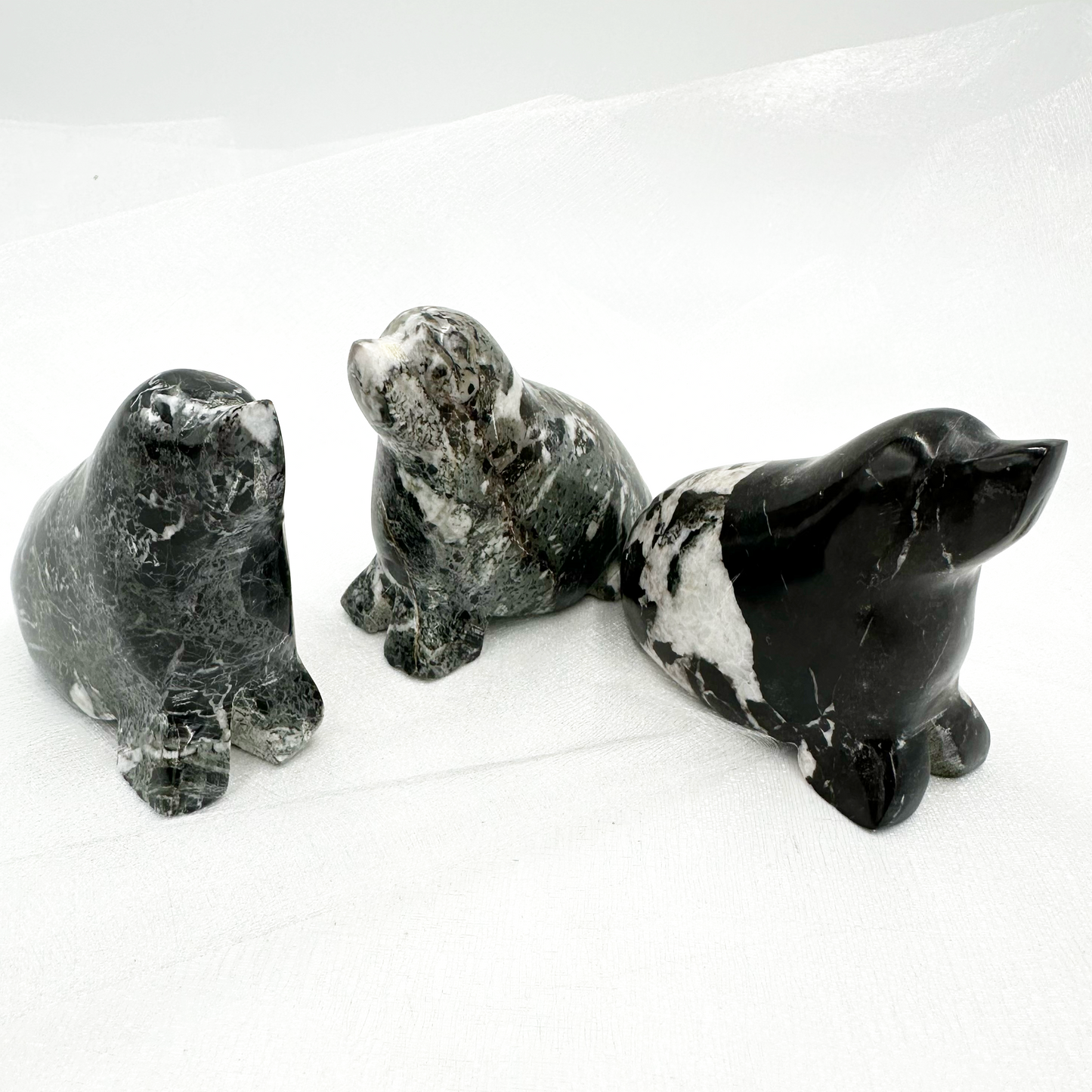 3" Carved Animals in Marble and Onyx